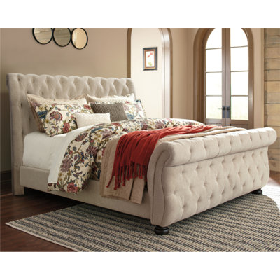 Greyleigh Ballwin Tufted Upholstered Low Profile Sleigh Bed Reviews Wayfair